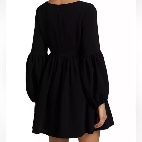 Cinq a Sept Dorina Black Long Puff Sleeve Scoop Neck Mini Dress Size 2 NWT $465 - Picture 3 of 5